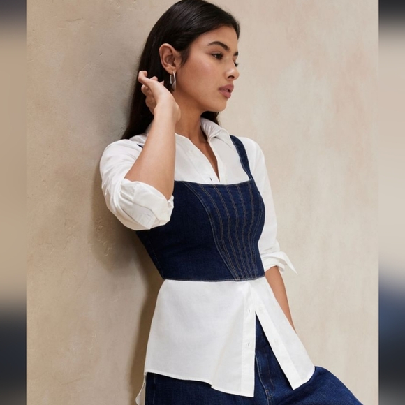 NWT Banana Republic cropped denim corset, size 12 - Picture 16 of 16